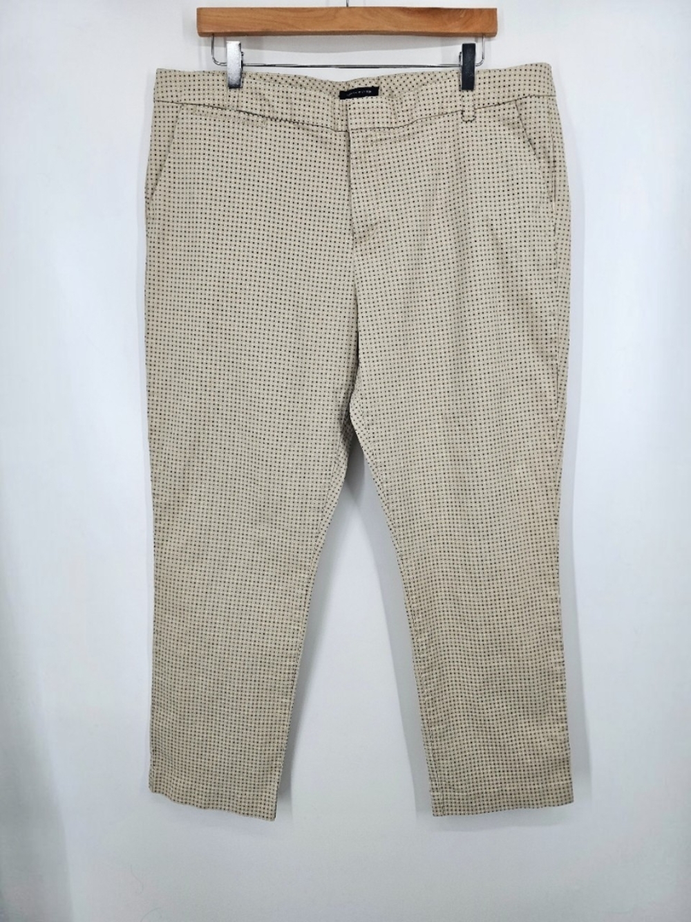Tommy Hilfiger Madison Stretch Slim Pants 18 Beige Geometric Print Chino Ankle